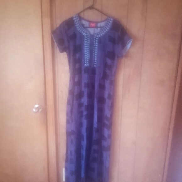 Rajul Women's Blue Short Sleeve Maxi Dress Size M - Picture 2 of 5